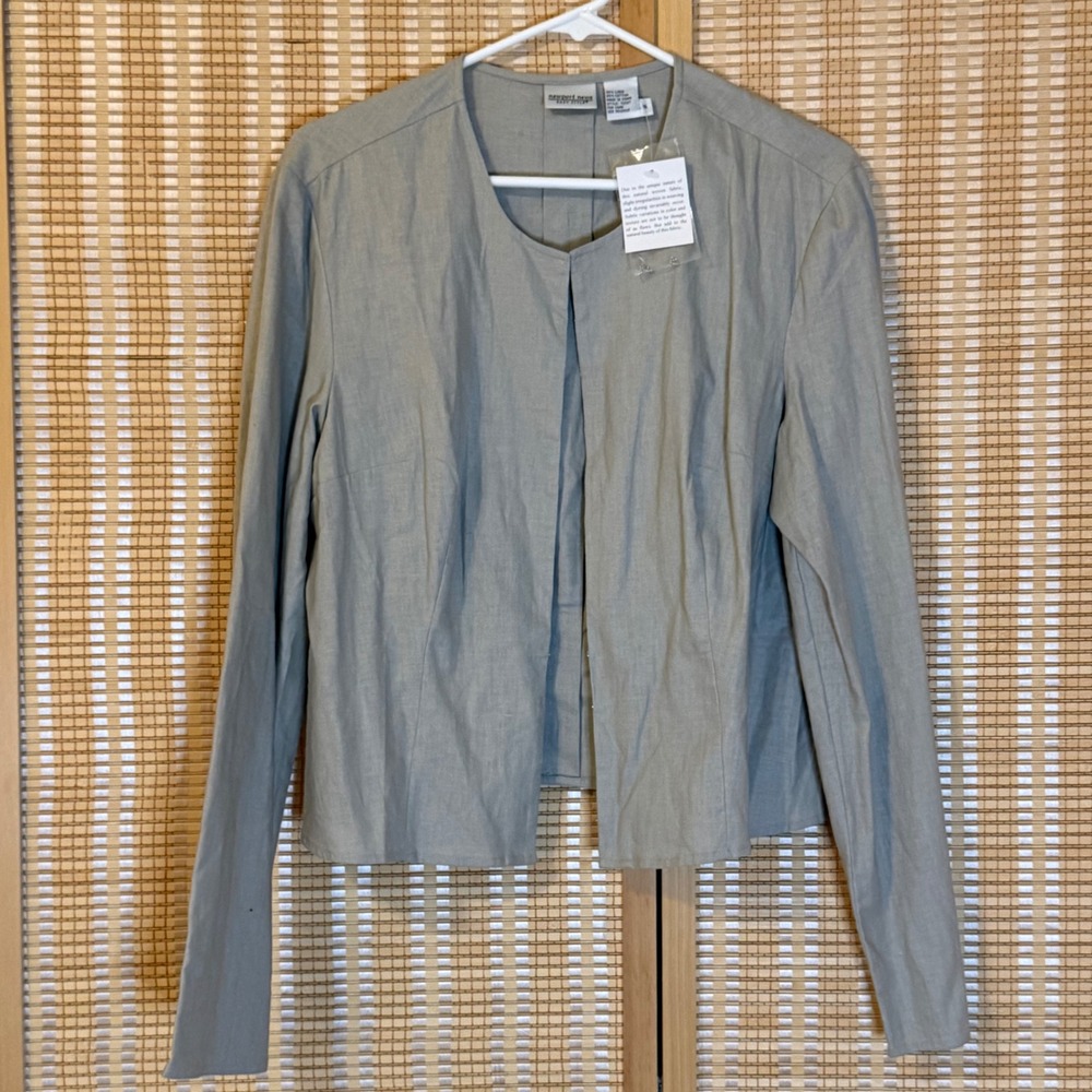 Newport News Easy Style Linen Blend Blazer Jacket‎ Sage Green Size 16 Office